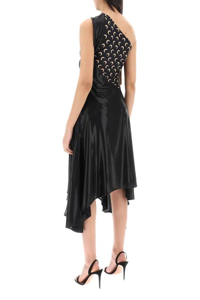Shop Marine Serre Asymmetrical Dress In Regenerated Jersey In Black