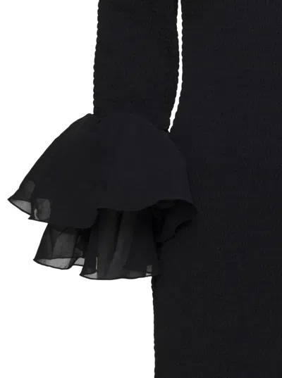 Shop Rotate Birger Christensen Blackbellina Shirred Mini Dress In Chiffon Woman In Nero