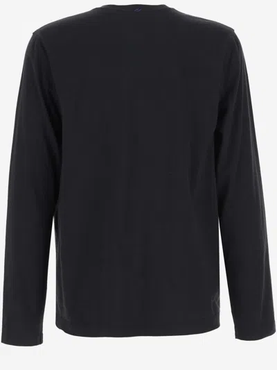 Shop Burberry Long Sleeve Cotton T-shirt With Logo In Black