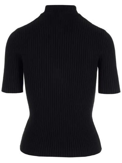 Shop Courrèges Ribbed Fitted Top In Black