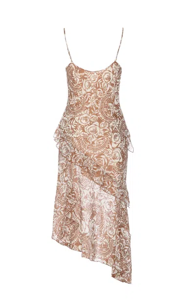 Shop Liu •jo Asymmetrical Dress In Marrone