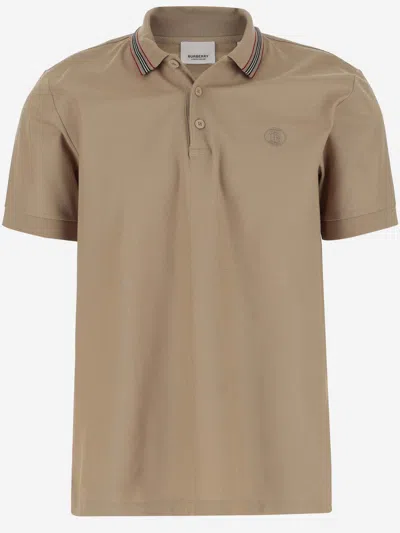 Shop Burberry Cotton Pique Polo Shirt In Brown