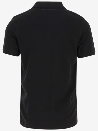 Shop Karl Lagerfeld Stretch Cotton Polo Shirt With Logo In Black