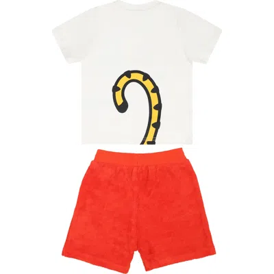 Shop Kenzo White Suit For Baby Boy With Tiger In Rosso
