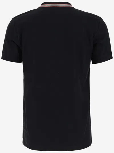 Shop Burberry Cotton Pique Polo Shirt In Black