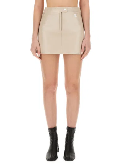 Shop Courrèges Mini Reedition Skirt In Grey