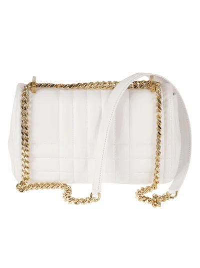 Shop Burberry Chain Quilted Shoulder Bag In Optic White