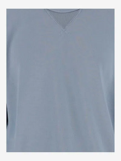 Shop Ten C Cotton Sweatshirt With Appliqué In Clear Blue