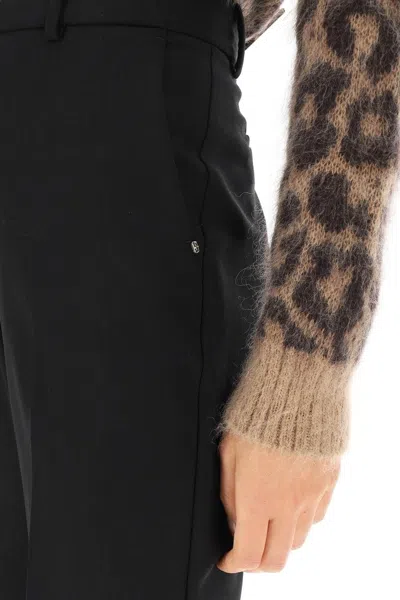 Shop Max Mara Calmi Flared Wool Trousers In Black
