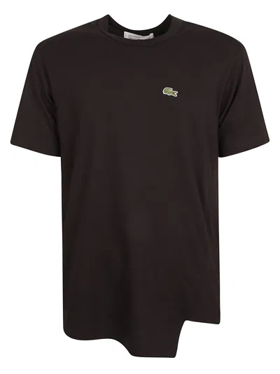 Shop Lacoste Asymmetric Logo Patch T-shirt In Nero