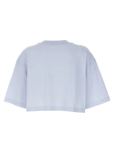 Shop Marni Logo Print Cropped T-shirt In Azzurro/blu
