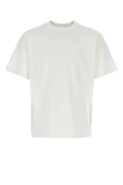 Shop Burberry White Stretch Cotton T-shirt In Bianco