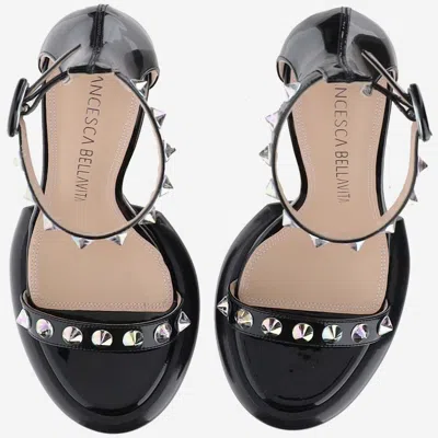 Shop Francesca Bellavita Studded Leather Sandals In Black