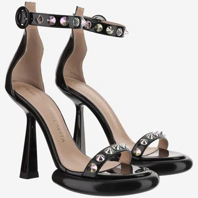 Shop Francesca Bellavita Studded Leather Sandals In Black