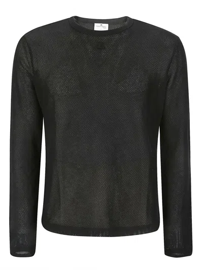 Shop Courrèges Mesh Long-sleeved T-shirt In Black