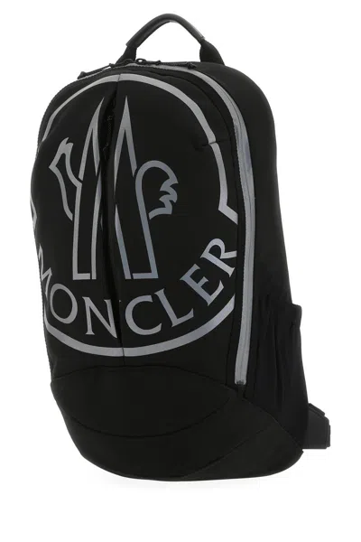 Shop Moncler Two-tone Cotton Blend Backpack In Black