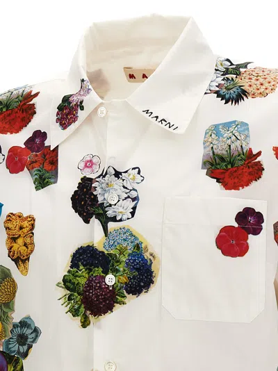 Shop Marni Flowers Collage Shirt In Bianco/fantasia