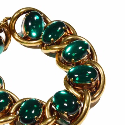 Shop Marni Embellished Cable-link Chain Bracelet In Oro/verde