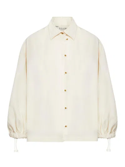 Shop Max Mara Buttoned Long-sleeved Top In White