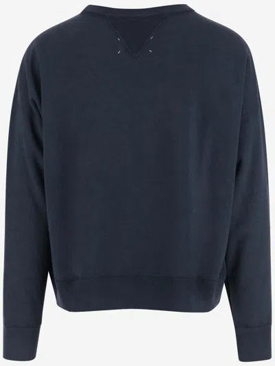 Shop Maison Margiela Cotton Sweatshirt With Logo In Blue
