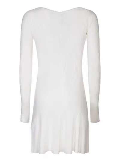 Shop Jacquemus Long-sleeve Scalloped Mini Dress In Off-white