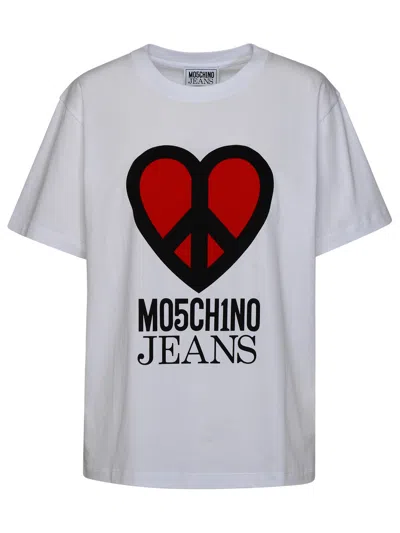 Shop M05ch1n0 Jeans White Cotton T-shirt In Bianco