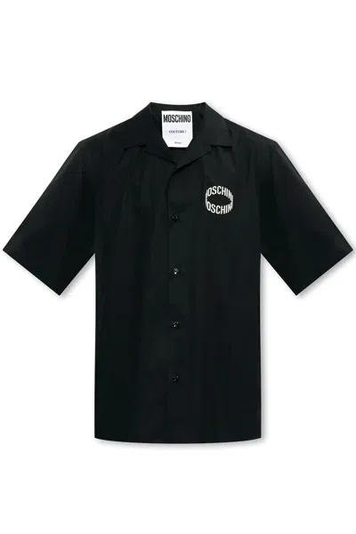 Shop Moschino Logo Buttoned Shirt In Nero