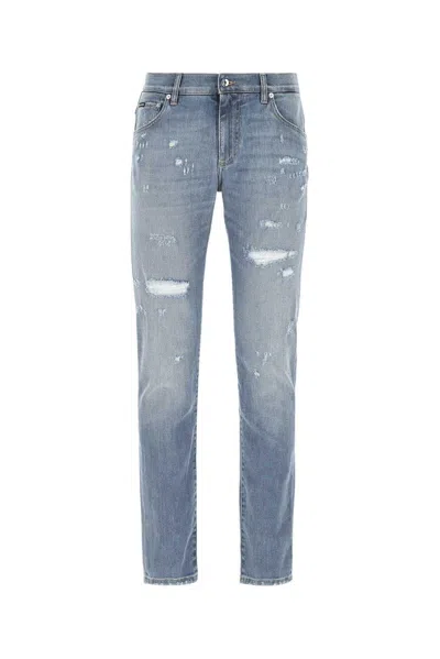 Shop Dolce & Gabbana Logo Plaque Distressed Jeans In Variante Abbinata