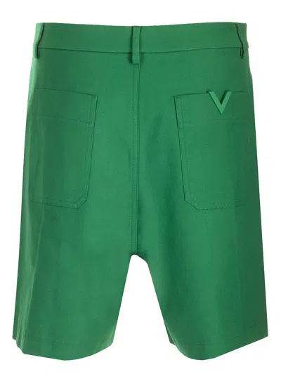 Shop Valentino V Logo Detail Bermuda Shorts In Verde