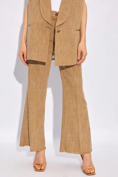 Shop Etro Mid Rise Cropped Trousers In Sand