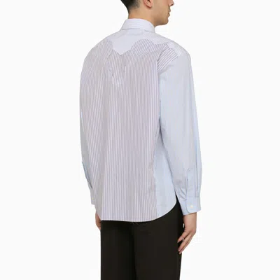 Shop Maison Margiela White\/blue Striped Cotton Shirt