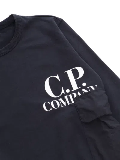 Shop C.p. Company Undersixteen Black Sweater In Blue