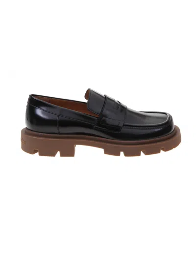 Shop Maison Margiela Black Brushed Leather Loafers