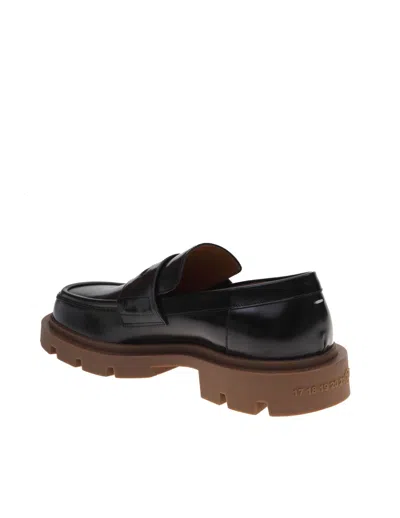 Shop Maison Margiela Black Brushed Leather Loafers