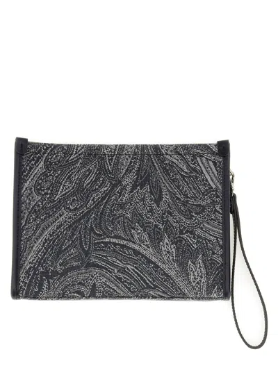 Shop Etro Paisley Jacquard Media Pouch In Black