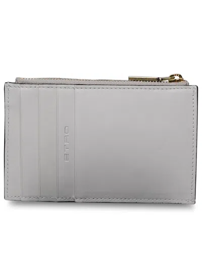 Shop Etro White Leather Wallet In Beige