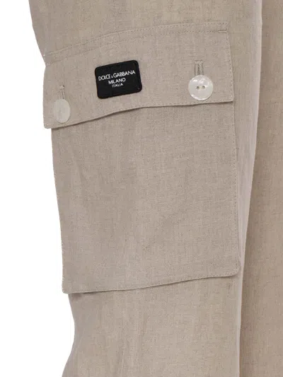 Shop Dolce & Gabbana D&g Linen Trousers In Beige