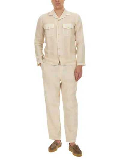 Shop 120% Lino Linen Shirt In Safari Soft Fade