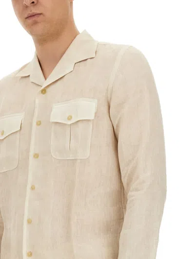 Shop 120% Lino Linen Shirt In Safari Soft Fade