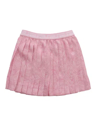 Shop Versace Baroque Print Skirt In Pink