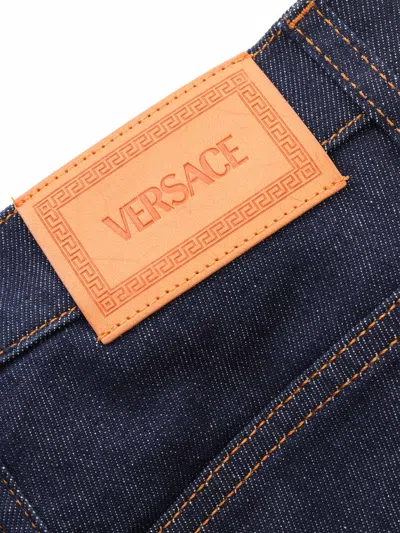Shop Versace Blue Straight Leg Jeans