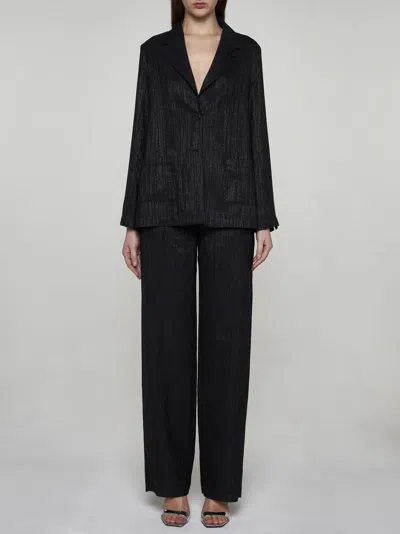 Shop Lardini Lame Wool Suit In Black