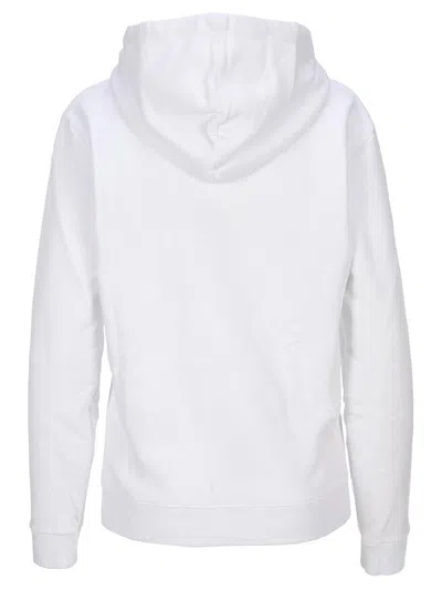 Shop Saint Laurent Logo Embroidered Long-sleeved Hoodie In White