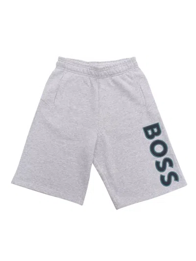 Shop Hugo Boss Gray Shorts With Logo In Grey