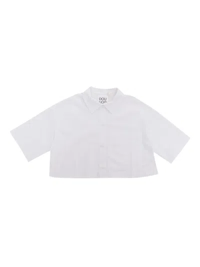 Shop Douuod White Cropped Shirt