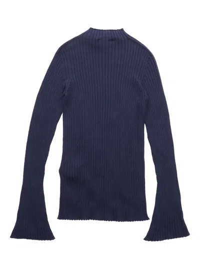 Shop Versace Blue Ribbed Sweater