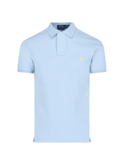 Shop Ralph Lauren Logo Polo Shirt In Alpine Blue/c1231
