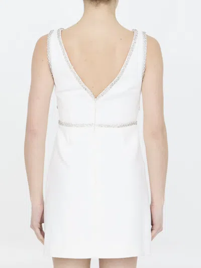 Shop Self-portrait Bonded Crepe Bow Mini Dress In White