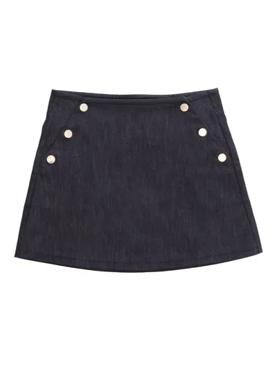 Shop Moncler Blue Skirt With Buttons