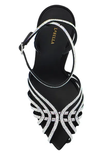 Shop Le Silla Bella Heeled Sandals In Nero/crystal